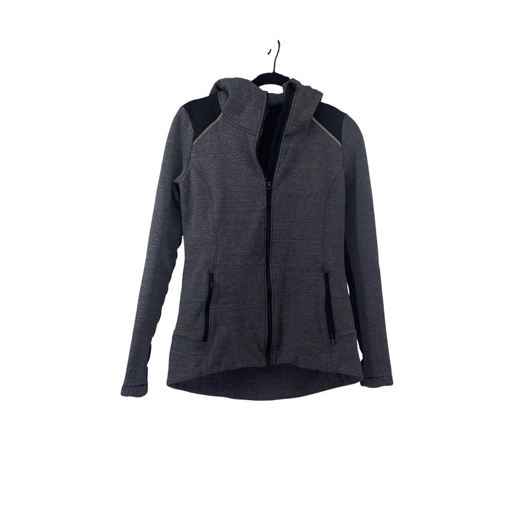 Athleta Full Zip Hoodie Women's Size Small Gray Zip Pockets Fleece Lined